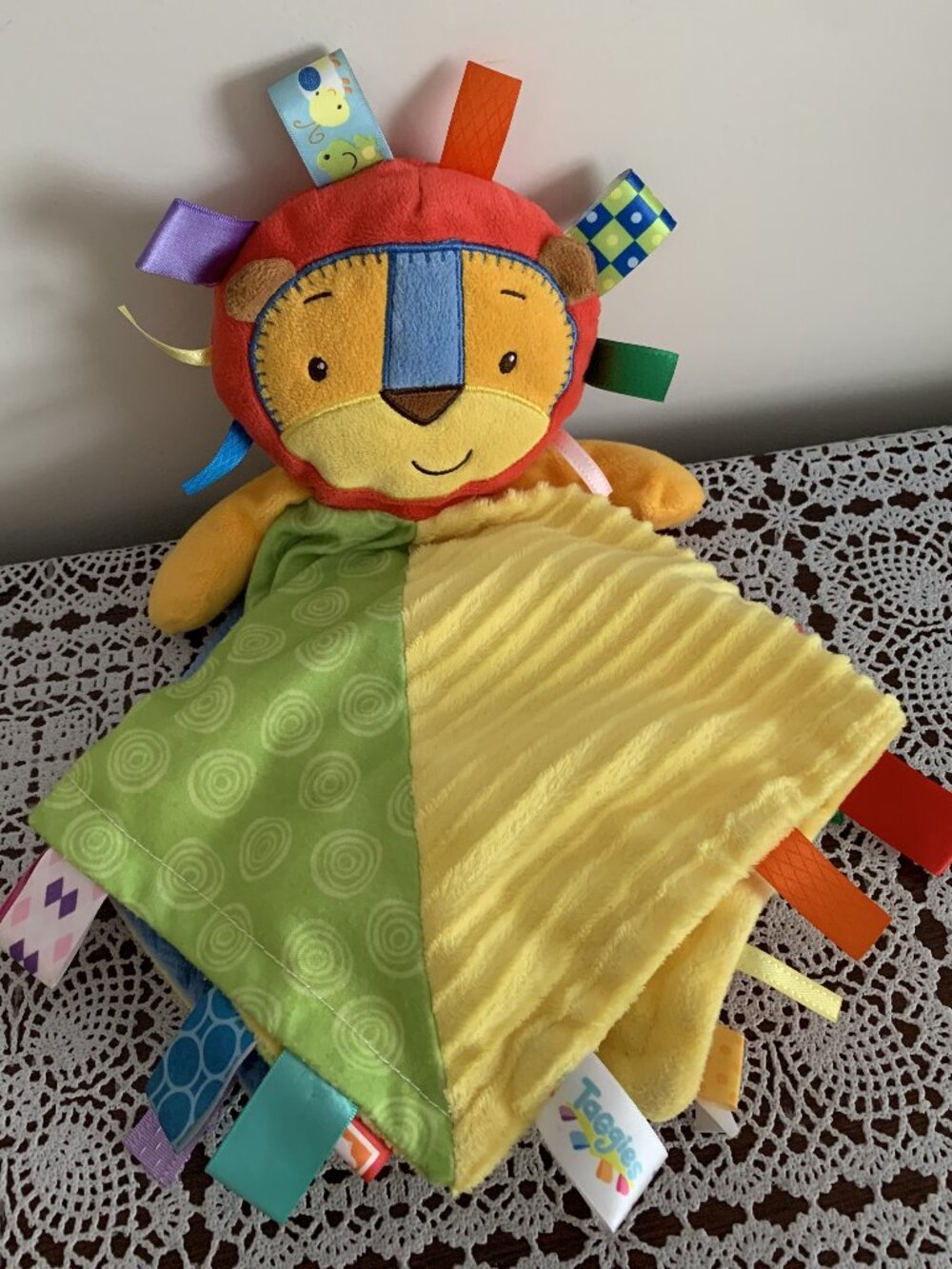 Taggies Patchkin Pals Lion Lovey Security Blanket Soothing Soft Cuddly 14 Inch